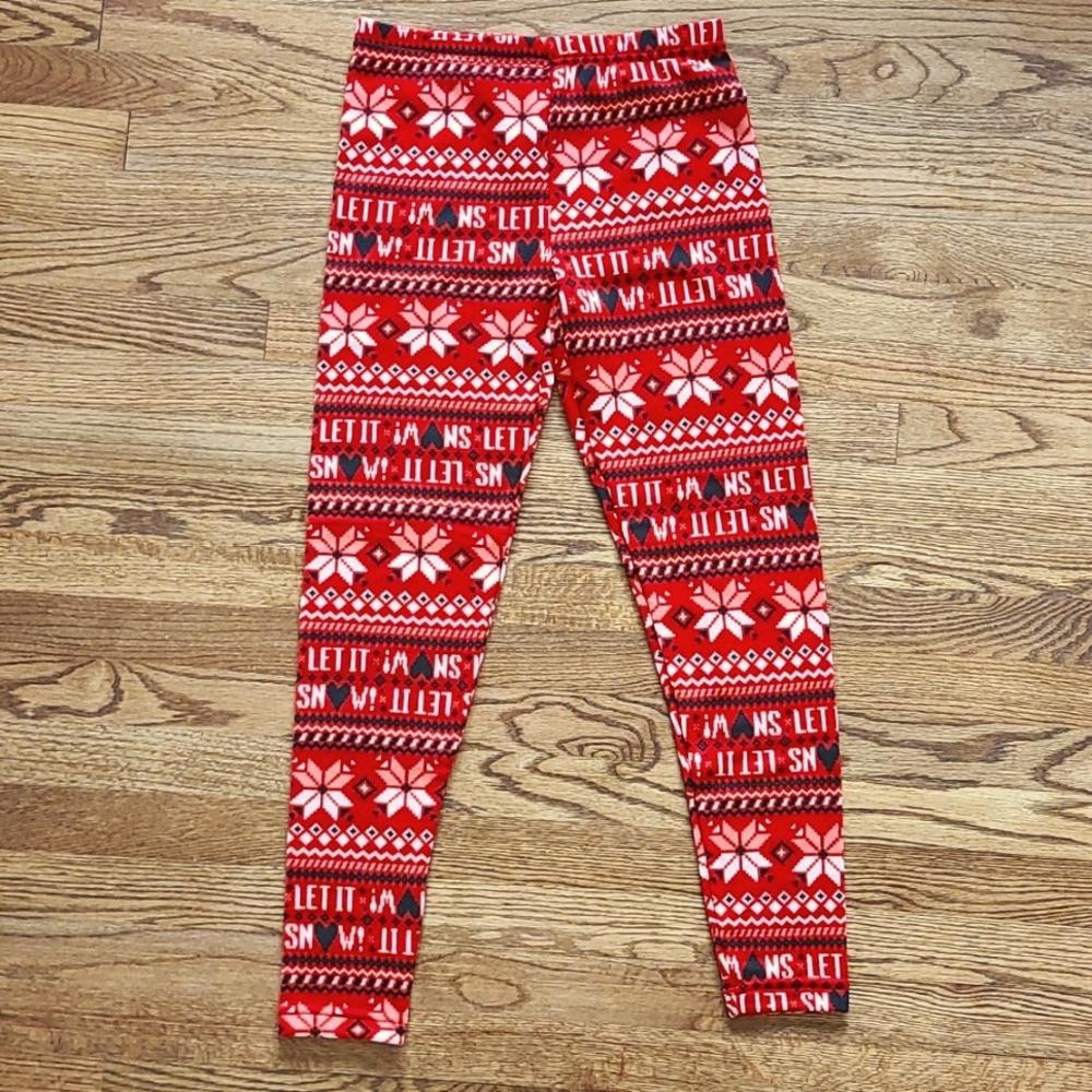 Fleece lined leggings set with holiday theme